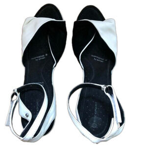 Rockport x Adidas Adiprene White Leather Open Toe Platform Wedge Shoes Size 10